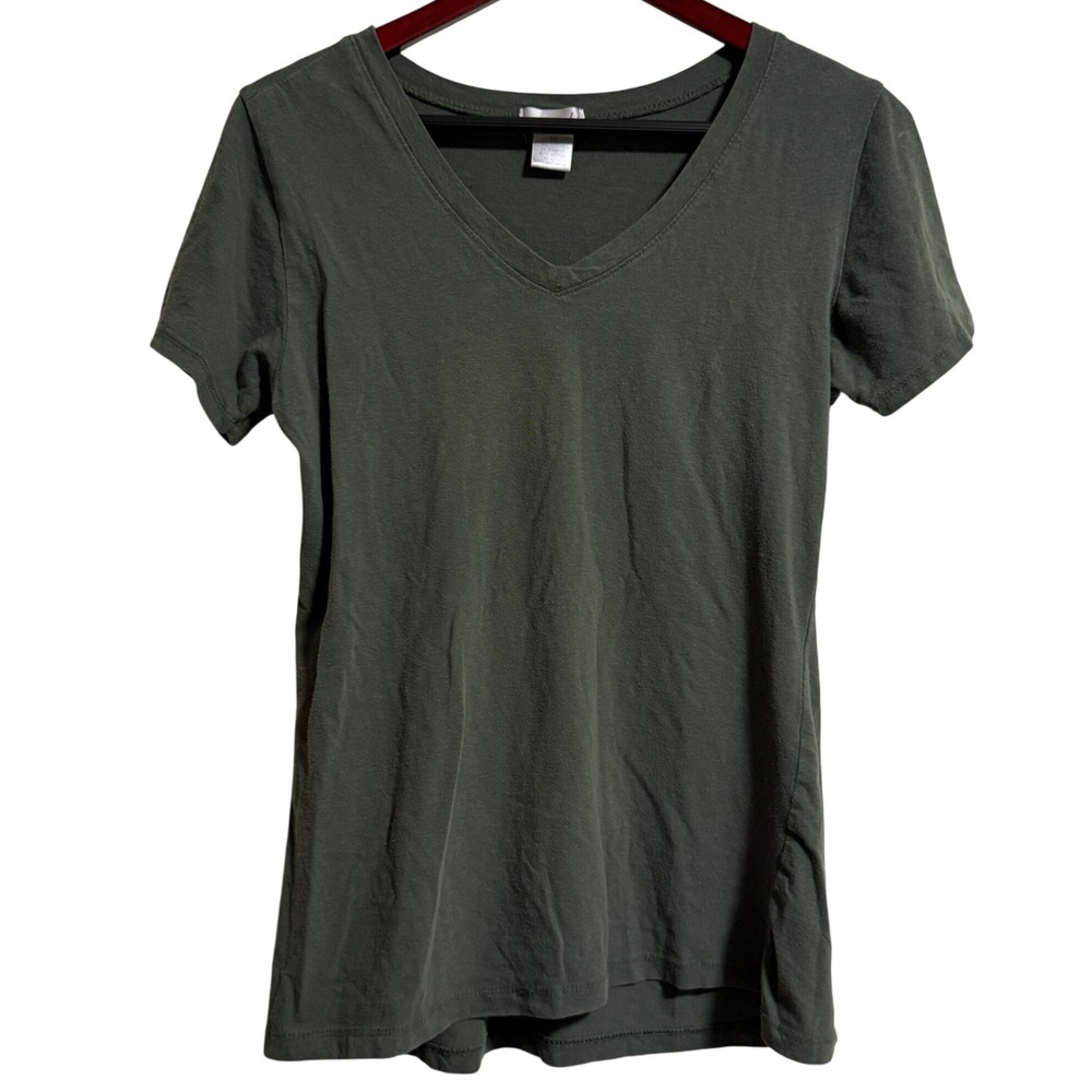 Wet Seal Womens Plus 1X Olive Green V-Neck Short Sleeve Cotton Blend T-Shirt